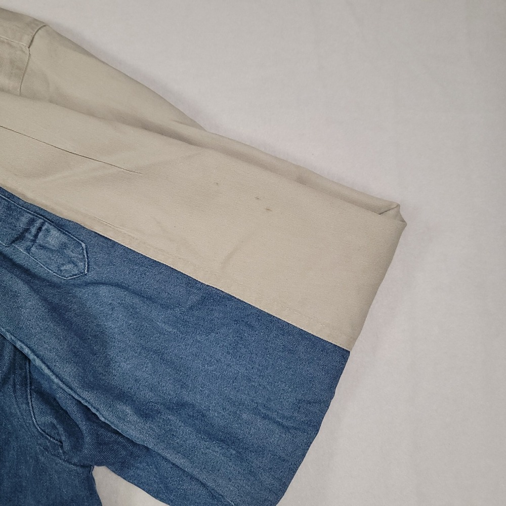 Just Western Shirt Mens L Blue Tan Two Tone Denim Cotton Cowboy - Picture 5 of 12